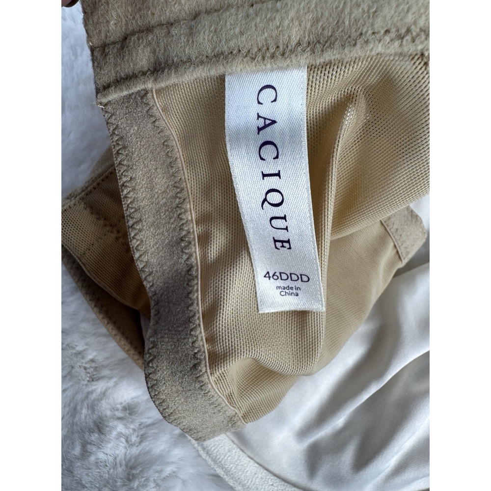 New Cacique Modern Lace Unlined Full Coverage Bra‎ Underwire Support Nude 46DDD - Picture 11 of 13